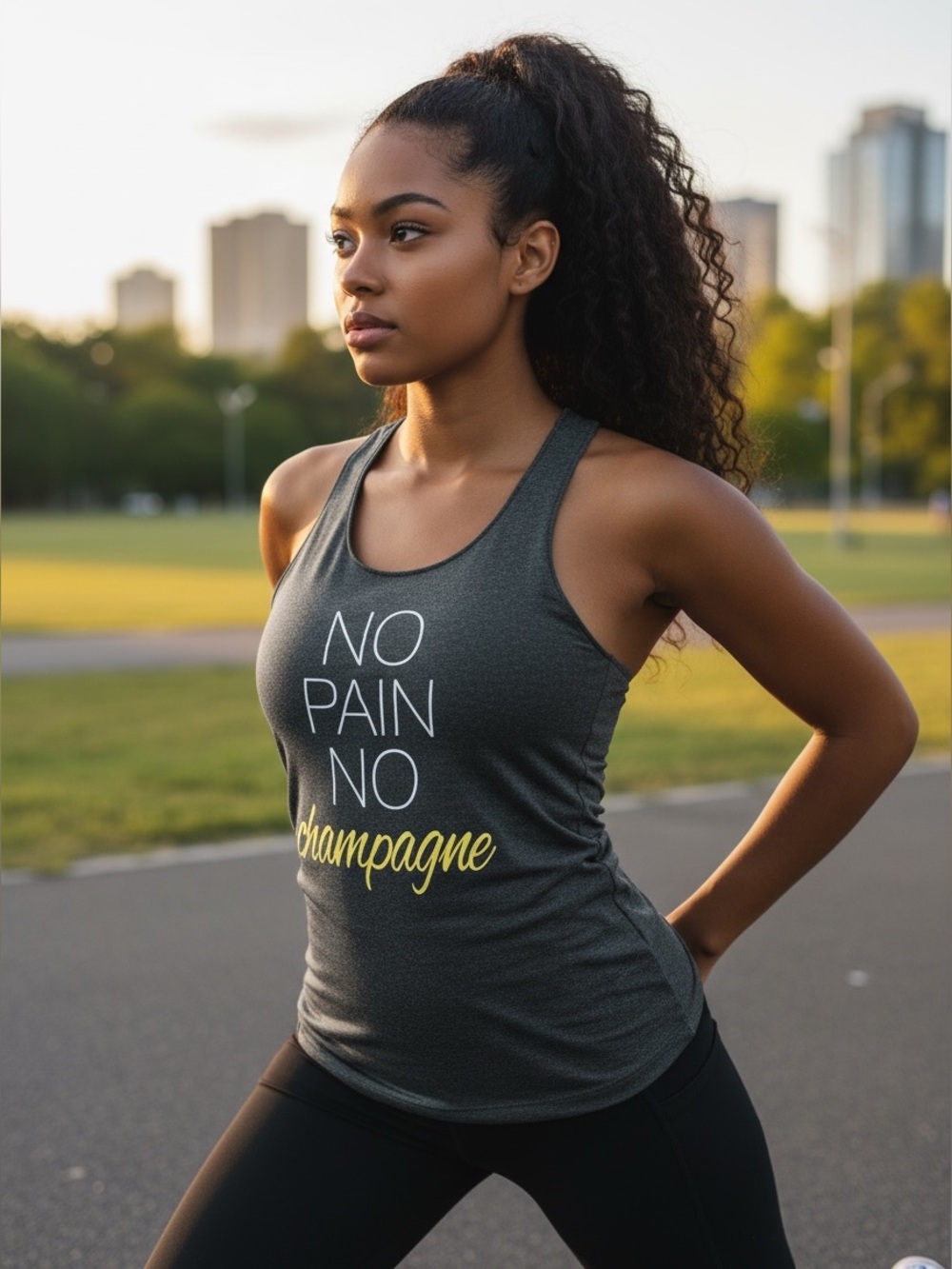 Next Level‎ Apparel “No Pain No Champagne” Racerback Tank Top - Size Medium